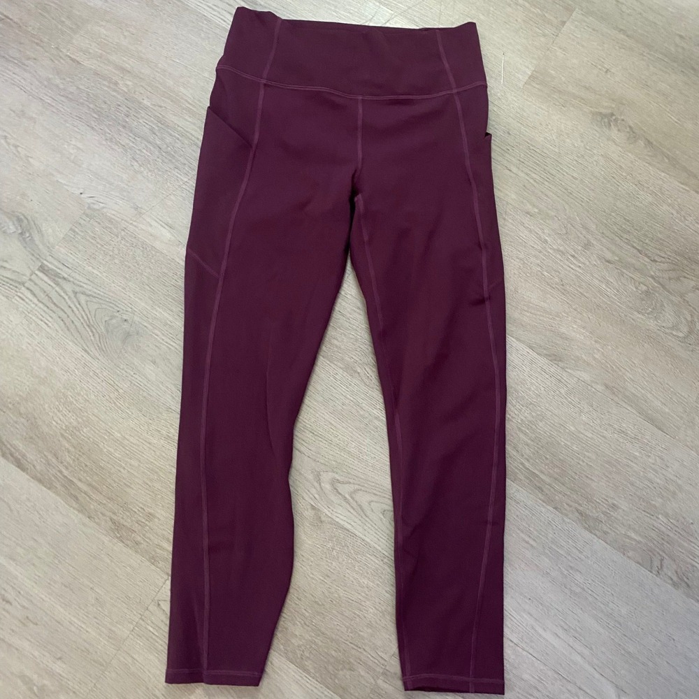 Fabletics PureLuxe Leggings Women M Purple High Waisted Pocket 7/8 Length Capris